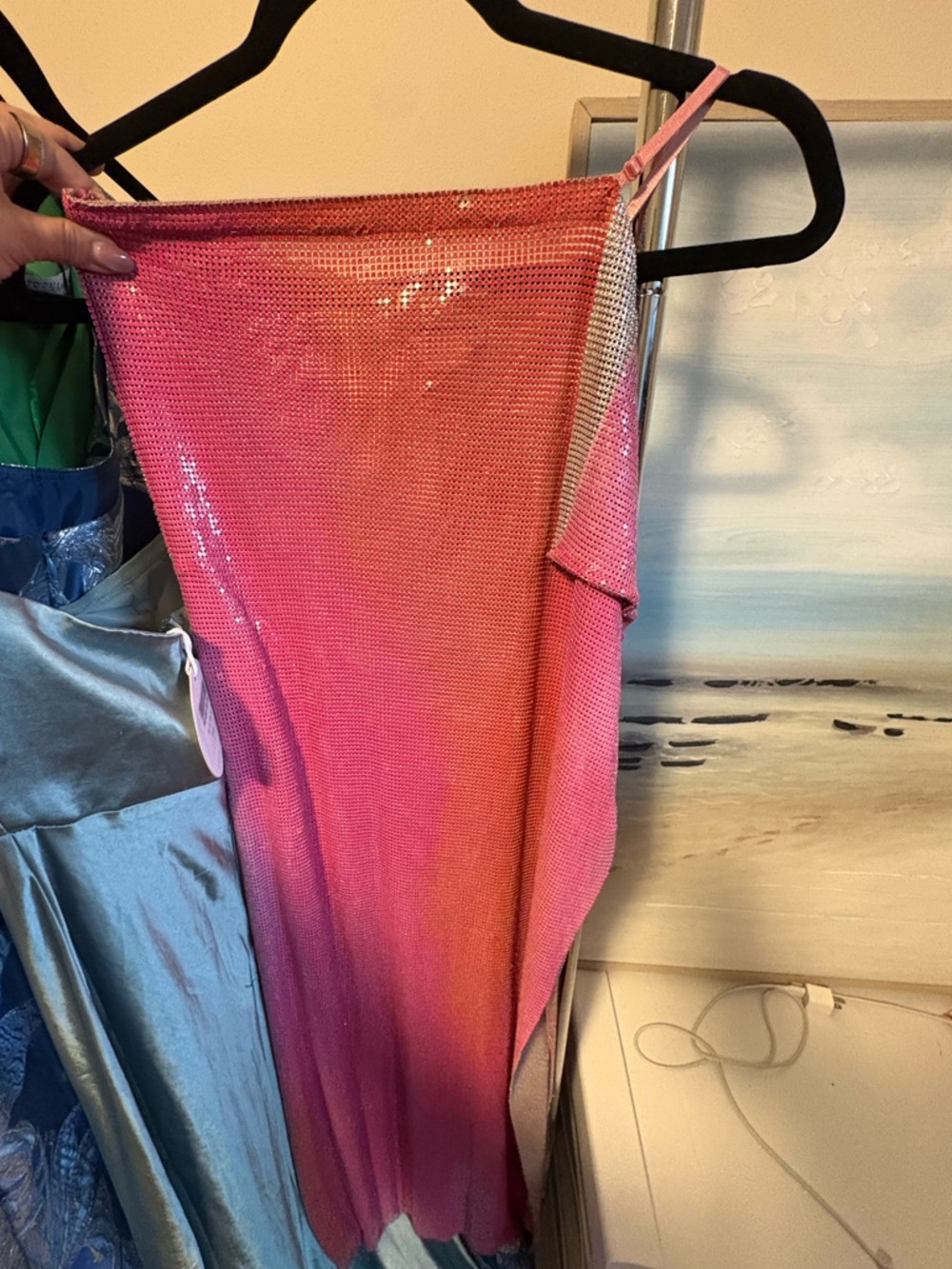 Lovers + Friends Pink to Orange Ombre Sheer Asymmetrical Maxi Skirt - nwt XS - Picture 9 of 9
